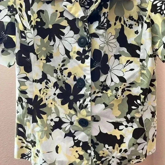 Perceptions New York size 8 (G13)brown yellow and white puffy short sleeve top - Picture 4 of 7